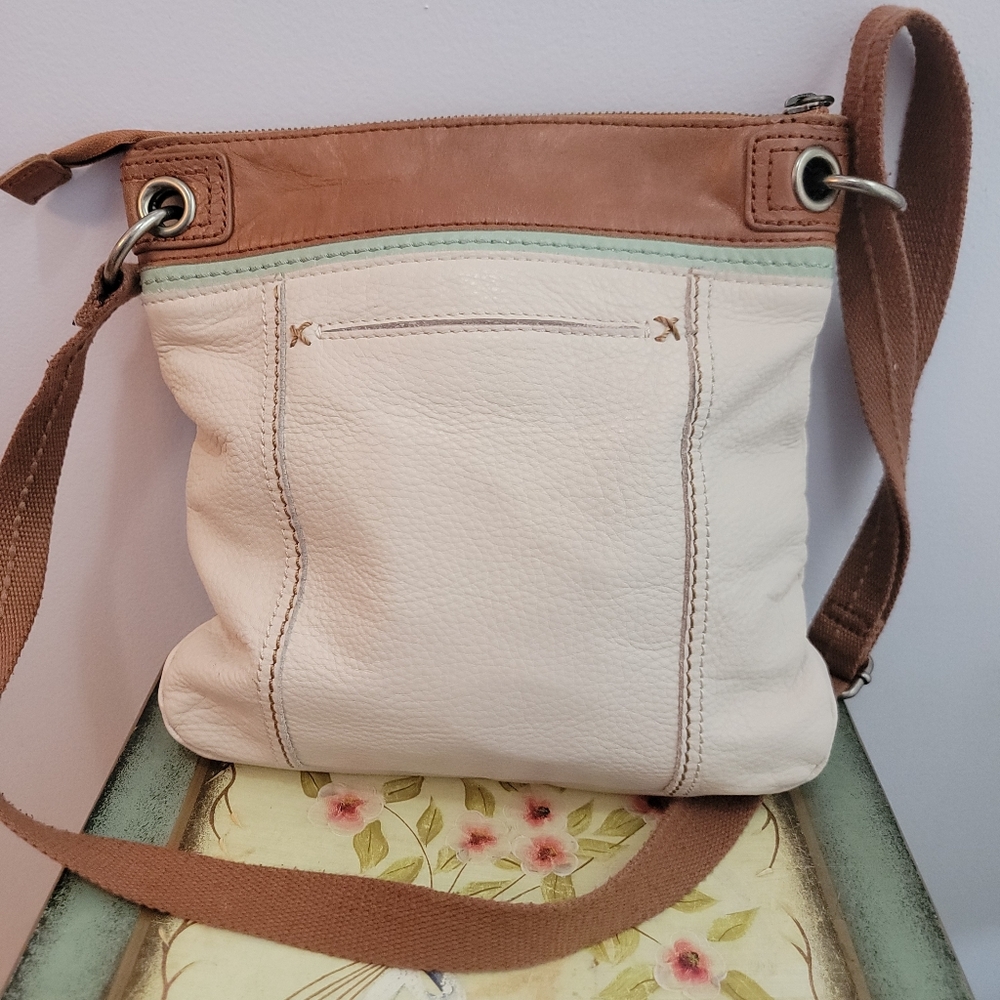 The Sak Kendra Cream/Tan / Light Blue Pebble Leather Crossbody - Picture 2 of 6
